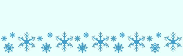 Patrón Navideño Copos Nieve Azules Sobre Fondo Azul Cielo Plantilla — Vector de stock