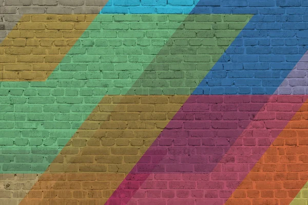 Parete Mattoni Dipinta Con Vernici Multicolori Sfondo Astratto Vecchio Muro — Foto Stock