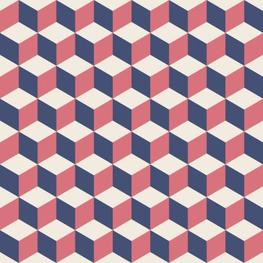 Kusursuz desen - soyut çok renkli geometrik küpler. Mükemmel renk kombinasyonu arka planı.