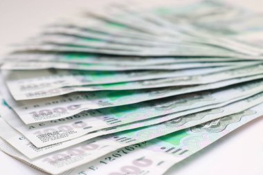 Rus rublesi, Rus rublesinin kağıt banknotları. Para arkaplanı.