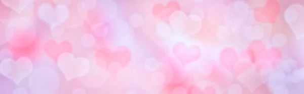 Romantische Roze Lila Bokeh Achtergrond Met Harten Pastel Valentijn Achtergrond — Stockfoto