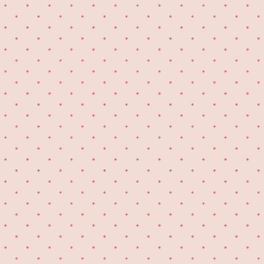 Ilımlı pembe kremalı arka planda kusursuz desenli kırmızı nokta. Geometrik şekillerin sıralı düzenlenmesi. Vektör çizimi. Tasarım için açık pembe grafik dokusu.