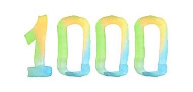 Suluboya numaraları, fırçayla elle çizilmiş. Çok renkli eski bir sembol. Selamlama, tasarım, kartpostallar, dekorasyon için şablon.