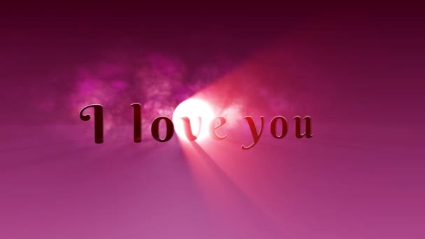 Napis objętościowy Kocham cię. Animowane różowe tło. — Wideo stockowe