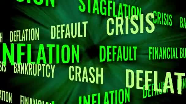Warunki związane z wideo pętli kryzysu finansowego. Tekst animowany. — Wideo stockowe