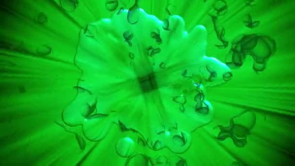Fondo psicodélico verde intenso, patrón fractal, burbujas animadas, bucle de vídeo. — Vídeo de stock