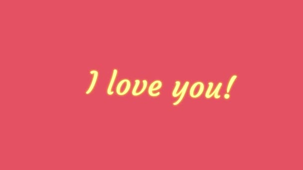 Animierter Text I Love You auf korallenrosa minimalistischem Hintergrund — Stockvideo