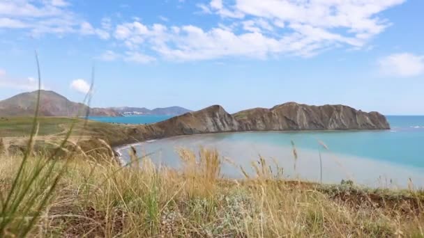 Cabo Camaleón Capa Toprakh Kaya Mar Negro Koktebel Crimea Ucrania — Vídeo de stock