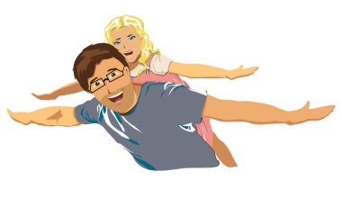 Babalar Günü. Baba kızını omuzlarına alır.