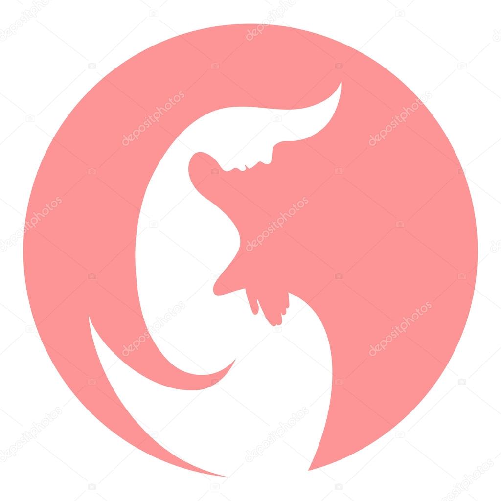 Pregnant woman, stylized vector symbol