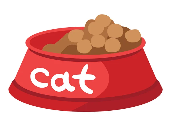 Bowl comida seca para gatos con pie de foto . — Vector de stock