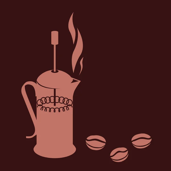 Vektor Illustration der französischen Presse, braune Farben Zeichnung in einem flachen Stil Symbol Home-Gerät zur Herstellung von Getränken Kaffee und Tee. — Stockvektor