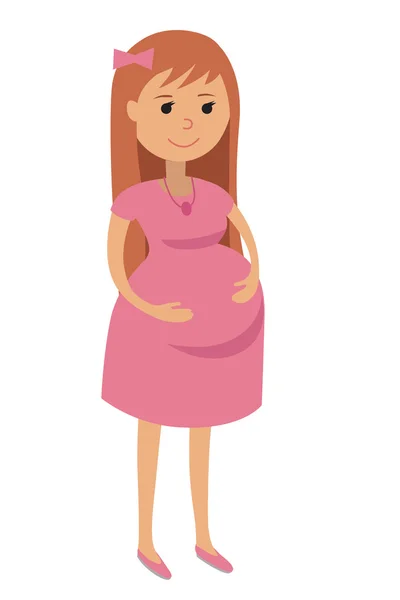 Счастливая беременная женщина. Плоская векторная иллюстрация — стоковый вектор