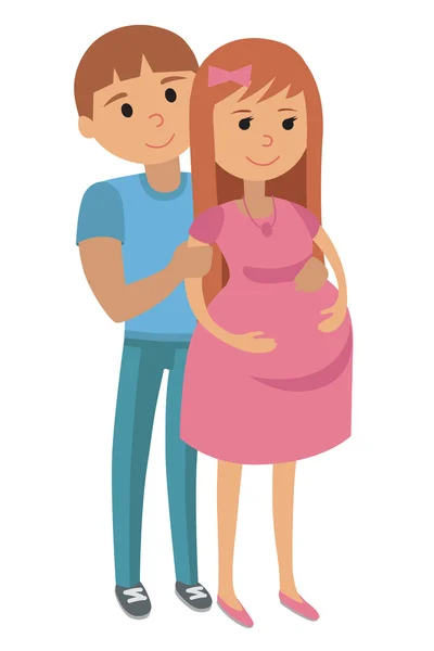 Illustrazione dell'uomo con donna incinta — Vettoriale Stock