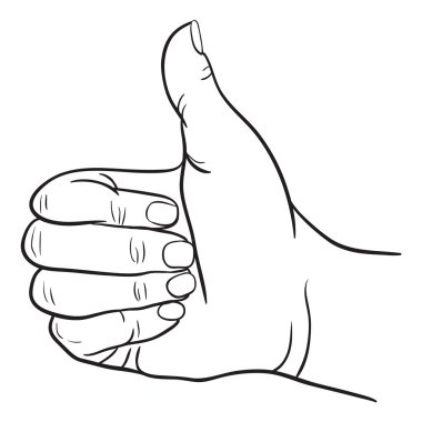 El başparmak parmak kadar zafer ve ok sembolü eller. Vektör çizim