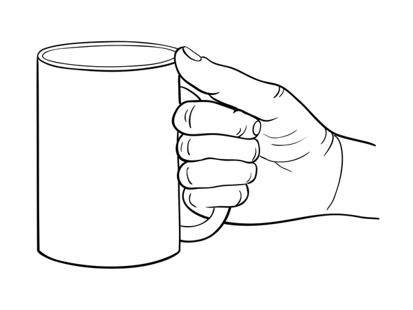 Hand med tummen finger, symbol händer. Vektor Illustration mall av gest av handen som håller koppen. — Stock vektor
