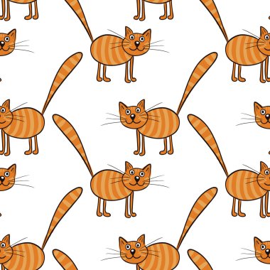 Sevimli düz kediler. Hayvanlarla vektör seamless modeli.