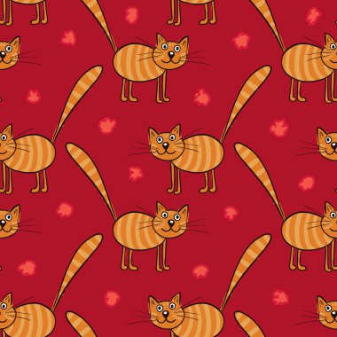 Sevimli düz kediler. Hayvanlarla vektör seamless modeli.