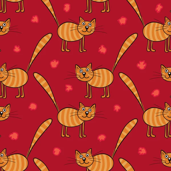 Sevimli düz kediler. Hayvanlarla vektör seamless modeli.