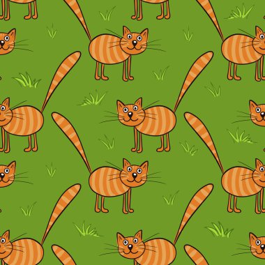 Sevimli düz kediler. Hayvanlarla vektör seamless modeli.