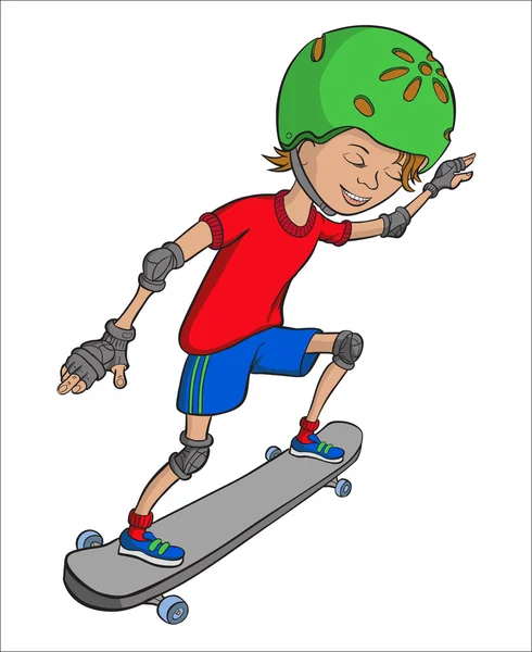 Glücklicher Cartoon-Skateboard-Junge — Stockvektor