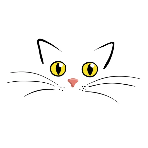 Cara de gato sobre fondo blanco vector ilustración — Vector de stock