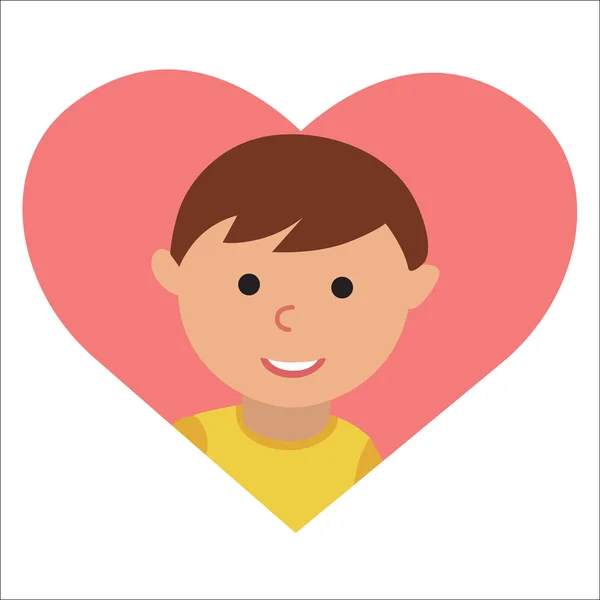 Vektorové kreslení ikony chlapeček v srdci — Stockový vektor