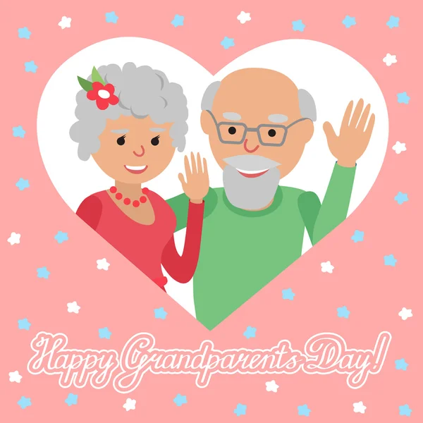 Vektör çizim. Mutlu büyükbaba ve Büyükanneler Günü. — Stok Vektör