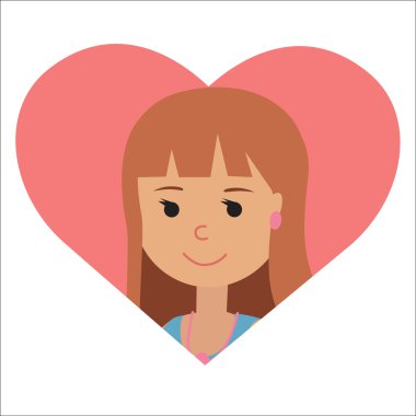 Kalpte simge genç kadının vektör çizimi