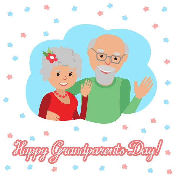 Ilustración vectorial. Feliz día de los abuelos. Pareja en la nube — Vector de stock