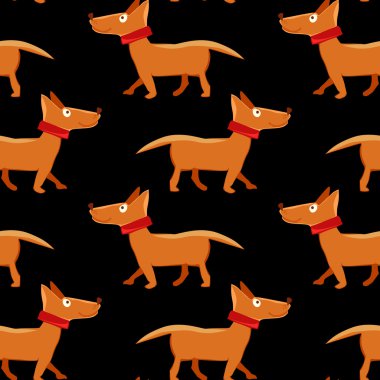 Köpek siyah arka plan üzerine yinelenen ile seamless modeli