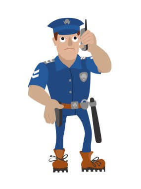 Bir cep telefonu üzerinde konuşurken polis vektör çizim