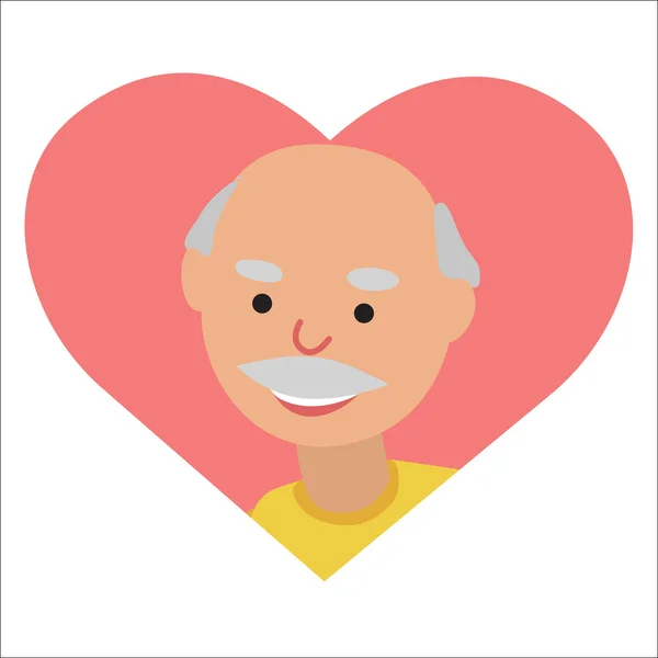 Vektorové kreslení ikon starší muž v srdci — Stockový vektor