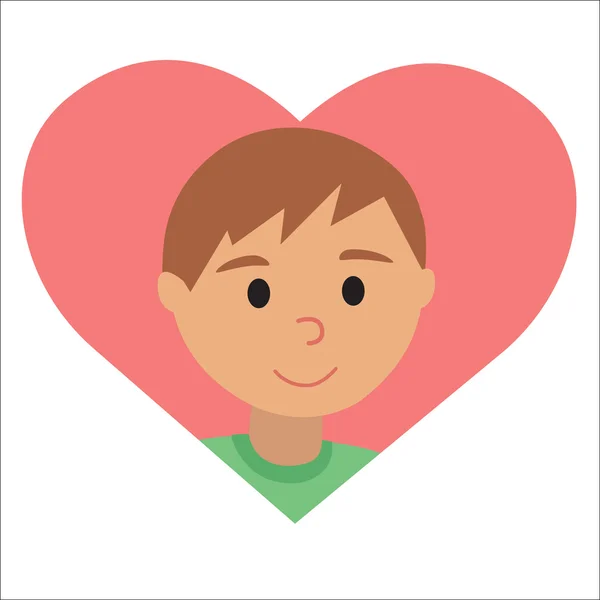 Dibujo vectorial del icono joven en el corazón — Vector de stock