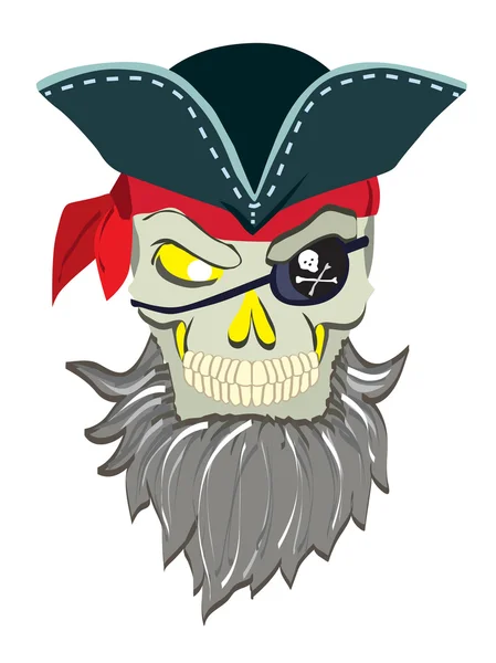 Danger pirate skull in bandanevector illustration isolated on white background. — Stock Vector