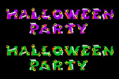 Cadılar Bayramı metin tatil tebrik ve gözleri ile yazı. Vektör çizimi.