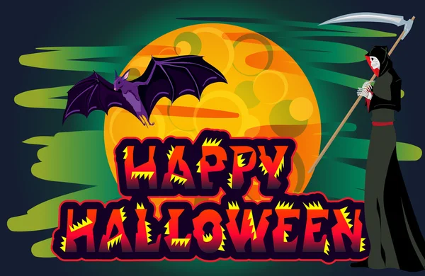 Feliz Halloween sinal feriado saudações impressão original. Ilustração vetorial para convite à festa . —  Vetores de Stock