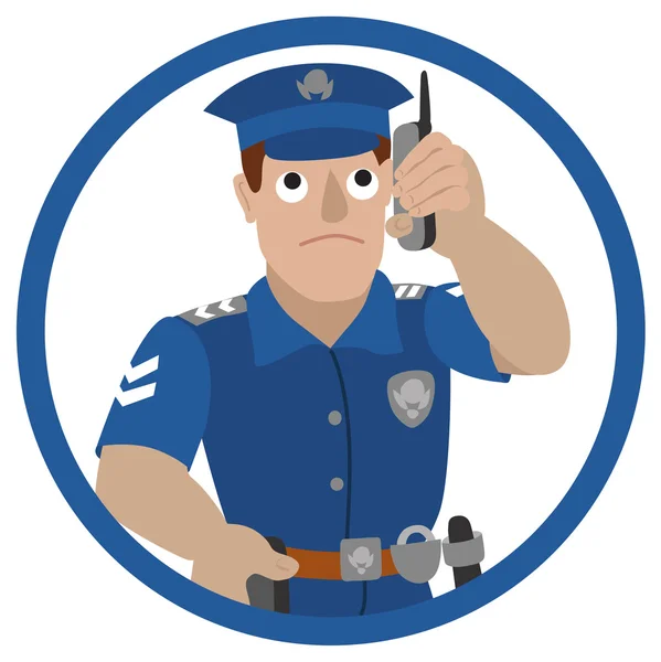 Ilustração vetorial de policial falando em um telefone celular — Vetor de Stock