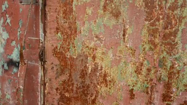 Background of rusty old painted surface. Steampunk concept. Panorama — Stock Video