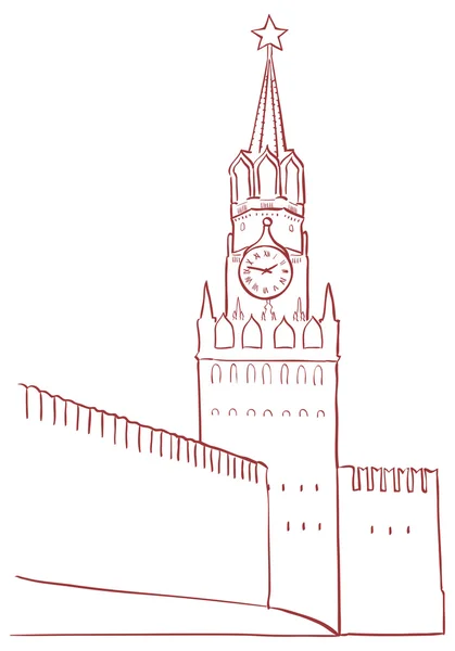 Rusia. El Kremlin de Moscú. Torre Spasskaya . — Vector de stock