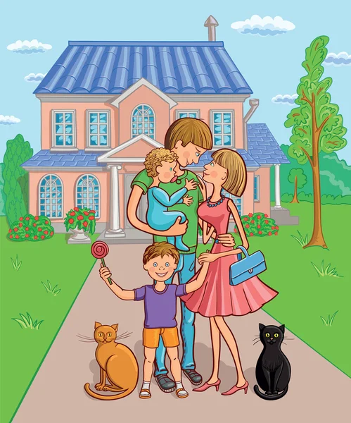 Happy family with a children. — Stock Vector