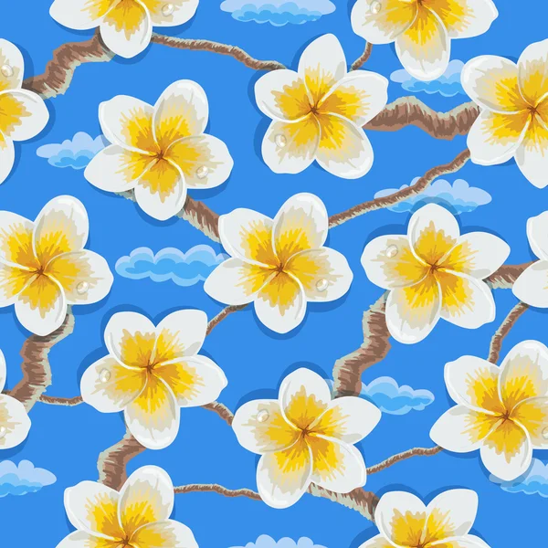 Patrón de plumeria de flores tropicales — Archivo Imágenes Vectoriales