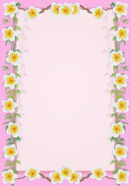 tropik çiçekler plumeria çerçeveli 