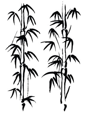 Black and white illustration. Bamboo clipart