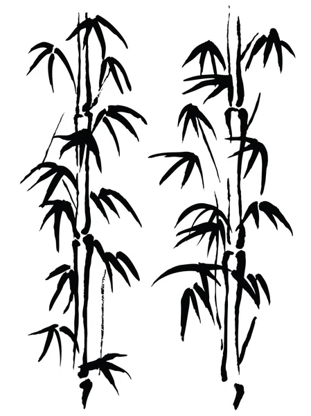 Czarno-biały ilustracja. Bambus — Wektor stockowy