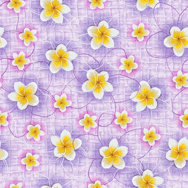 Fondo de flores tropicales plumeria sobre tela — Archivo Imágenes Vectoriales