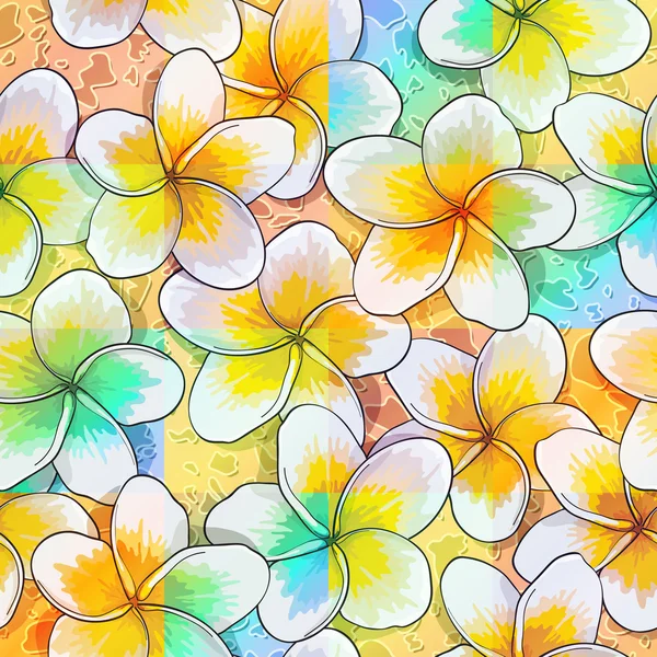 Flores tropicales Plumeria — Vector de stock