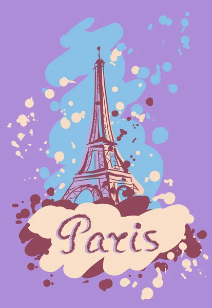 Colorida ilustración vectorial de Torre Eiffel . — Vector de stock