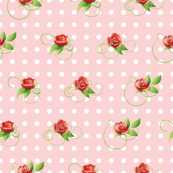 Vector seamless pattern with red roses. — Stock Vector