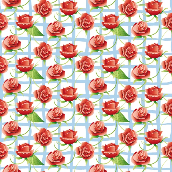 Vector seamless pattern with red roses. — Stock Vector